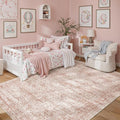 Soalmost 5x7 Area Rugs Pink Low Pile Indoor Washable Trendy Faded Style Rugs by Soalmost