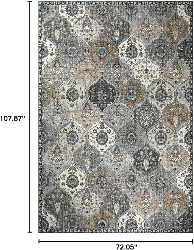 Lahome Moroccan Washable Area Rug 6x9, Ultra-Thin Large Living Room Rugs - Image 2