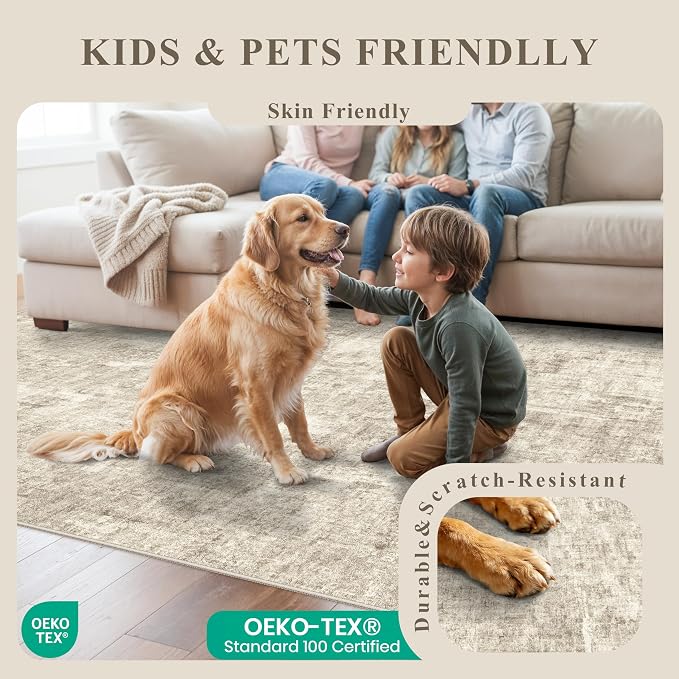 12x12ft Square Living Room Rug – Non-Slip Washable Extra Large Floor Carpet - Image 9