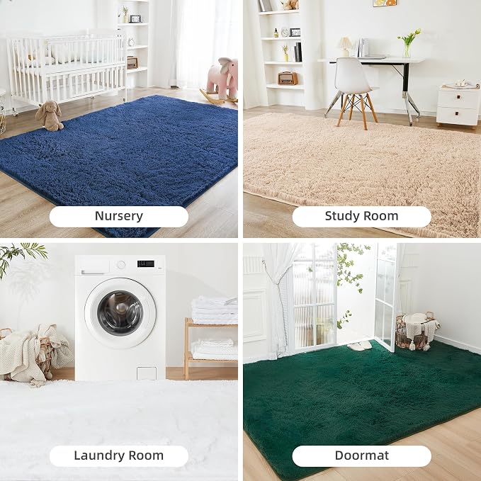 Litanika 9x12 Shag Area Rug for Living Room Bedroom, Dark Blue High Pile Soft - Image 7