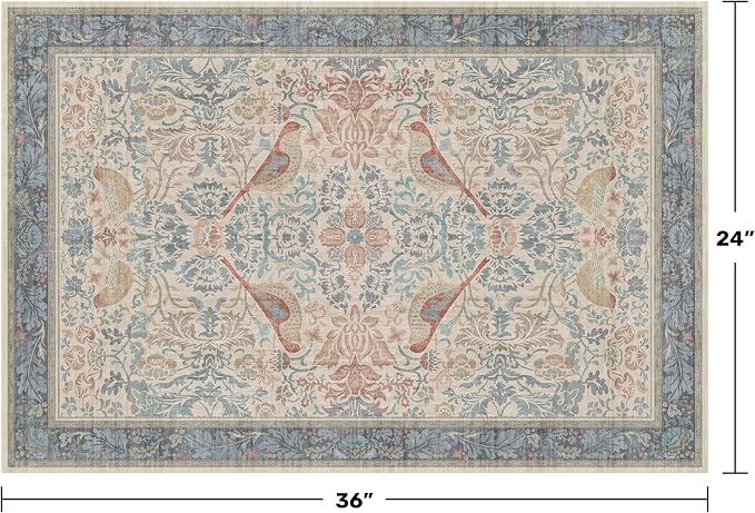 Hazo Haus Washable Red Blue 2x3 Entry Rug Front Door Indoor, Boho Cottagecore - Image 2