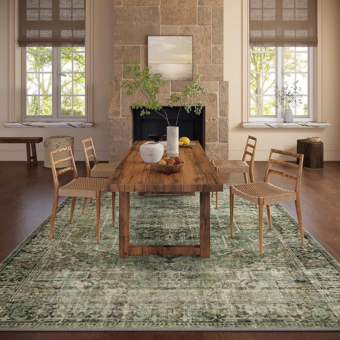 9x12 Area Rugs for Living Room: Washable Bedroom Rug Boho Vintage Rugs Stain - Image 5