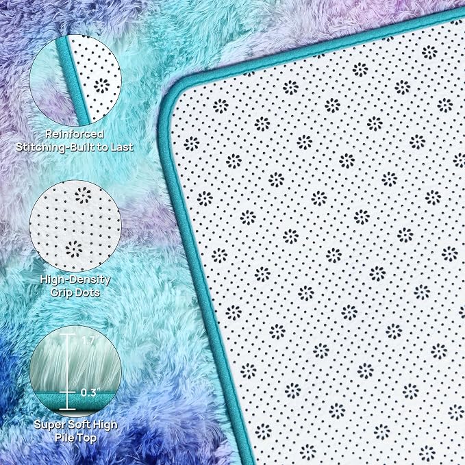 Deerhoo Large Shag Area Rugs 6 x 9, Tie-Dyed Plush Fuzzy Rugs - Image 4