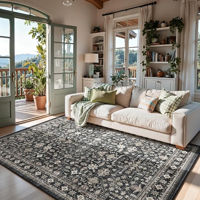 Dark Grey Dining Room Rugs for Under Table - Image 3