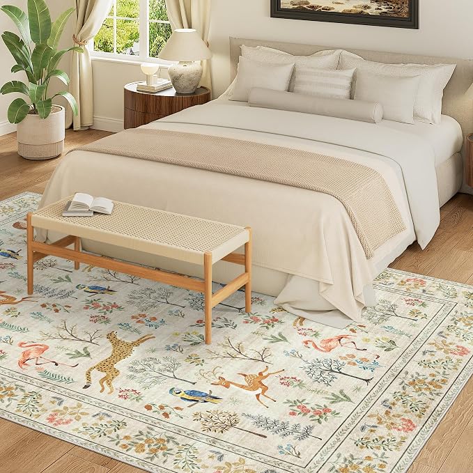 DUKINO 9x12 Rug, Washable Animal Living Room Rug - Image 4