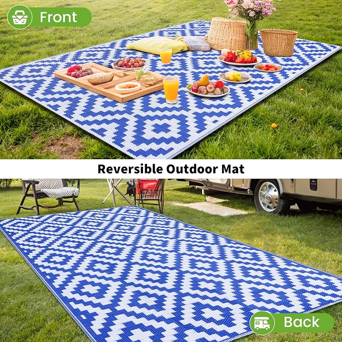 Smiry Waterproof Outdoor Rug 4x6 ft, Reversible Plastic Straw Patio Camping Rugs - Image 6