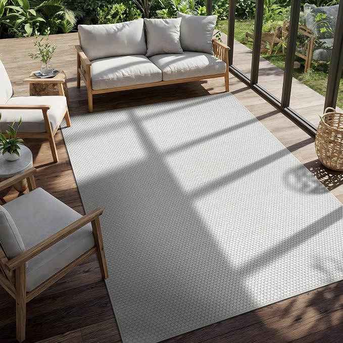CAMILSON Easy Jute Rug 6x9, Indoor Outdoor Off-White Farmhouse Area Rugs - Image 10