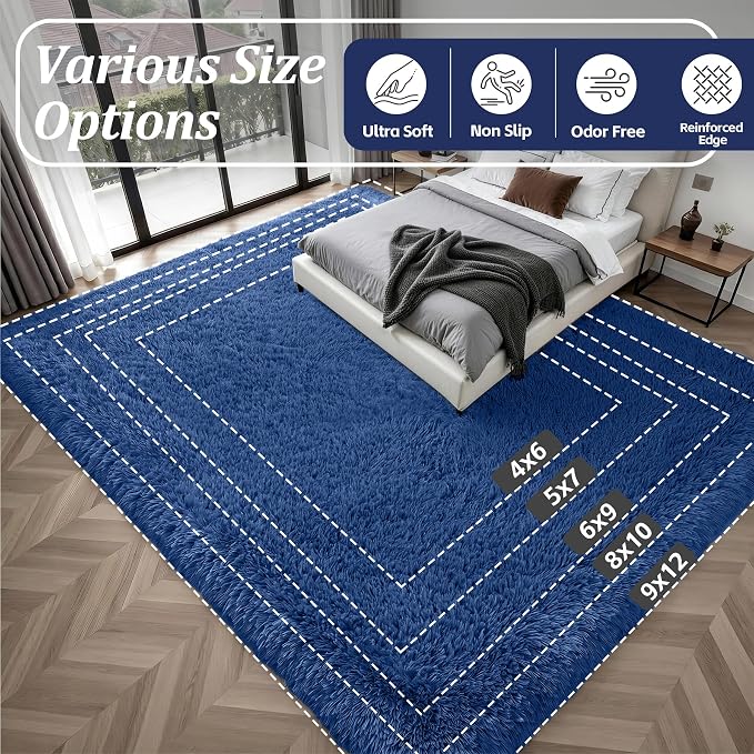 Fluffy Area Rugs 9x12 Living Room Bedroom: Ultra Soft Shag Rug Upgrade Non-Slip - Image 9