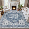 Area Rugs 10x14 Living Room Rug: Washable Rug Soft Vintage Boho Medallion by EXPEDIX