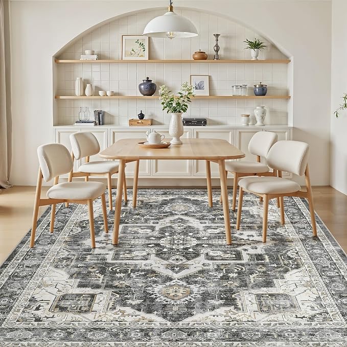 5x7 Area Rugs for Living Room, Washable Non Slip Vintage Distressed Stain - Image 7
