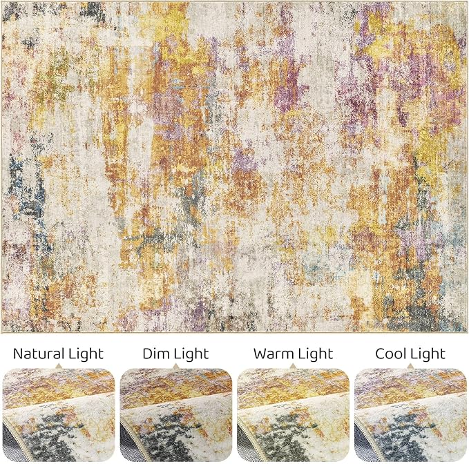 7x9 Area Rugs Living Room: Washable Large Abstract Modern Soft Stain Resistant - Image 9
