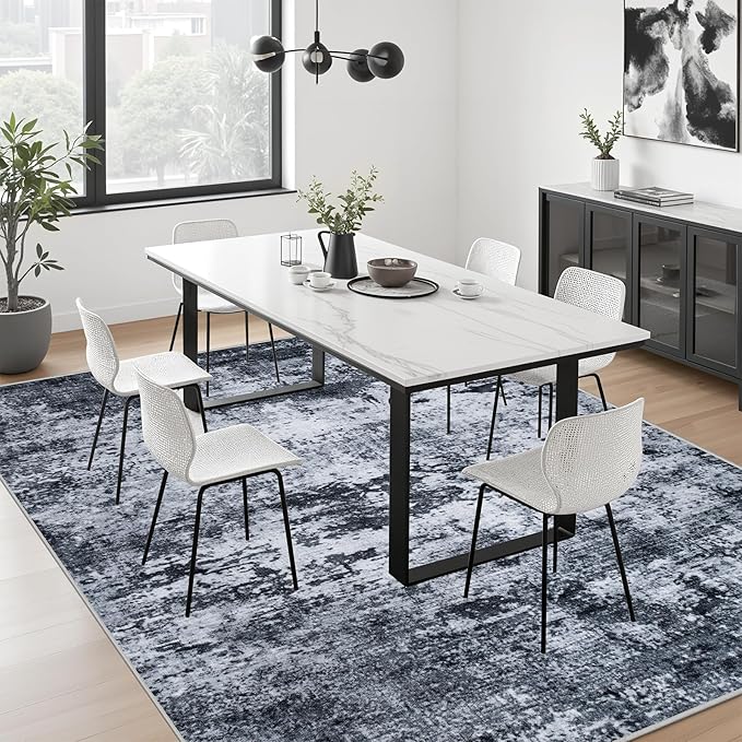 9x12 Area Rug Living Room Rug: Washable Modern Abstract Soft Thin Rug Indoor - Image 5