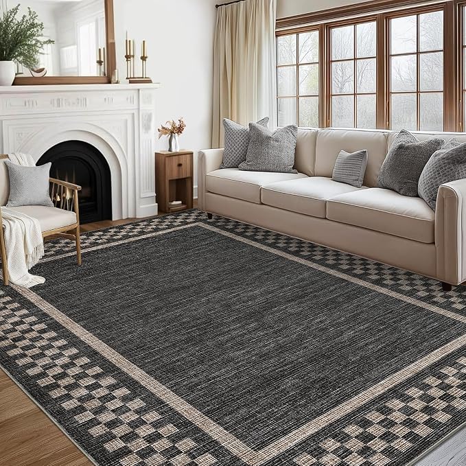 GarveeHome Machine Washable 5x7 Area Rugs Modern Bordered Living Room Rug Non - Image 8