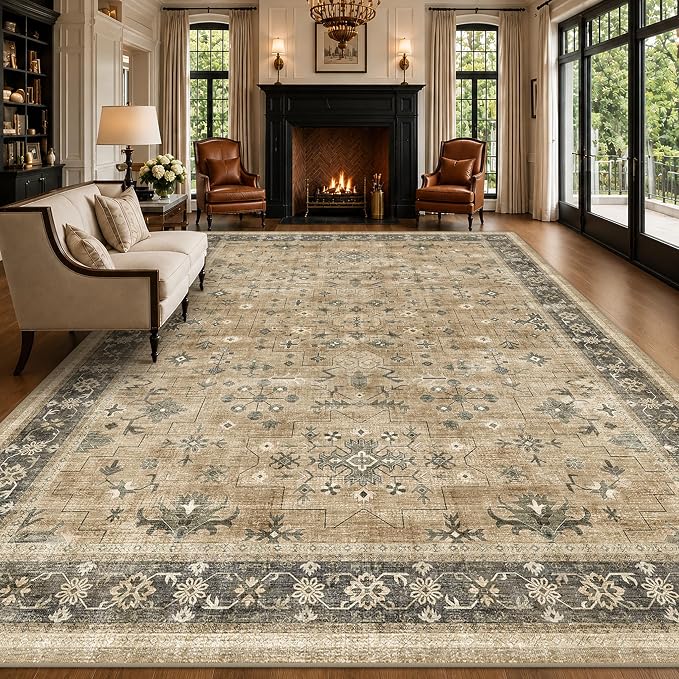Hazo Haus Rustic Taupe Area Rug 8x12 by HazoHaus