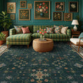 Hazo Haus Dark Green Vintage Living Room Rug 9x12 by HazoHaus