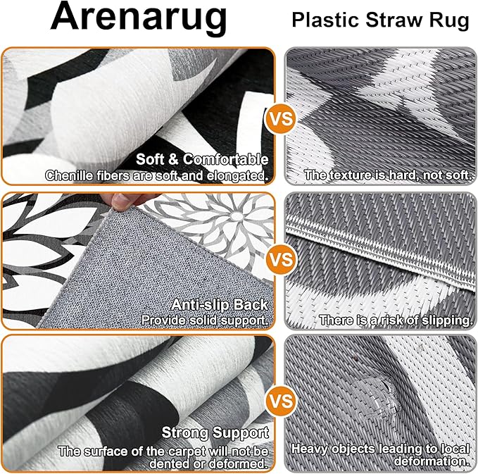 8x10 Outdoor Area Rug Washable Multicolored Patio Rug Tropical Botanical Floral - Image 5