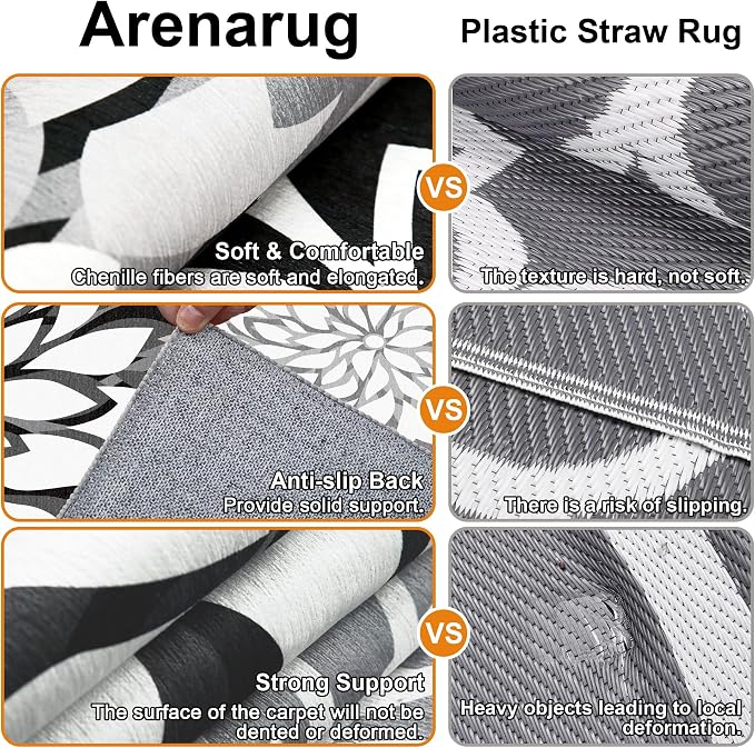 9x12 Outdoor Area Rug Washable Multicolored Patio Rug Tropical Botanical Floral - Image 5