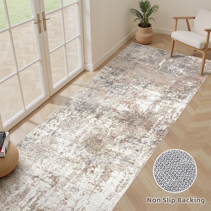 Runner Rug Kitchen Washable Rugs: 2x5 Non-Slip Abstract Soft Modern Stain - Image 3