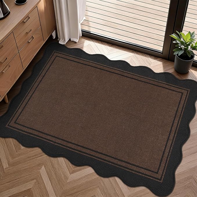 Easy Jute Kitchen Rug 2x3 Front Door Mat Washable Non Slip Entryway Rug by Zeeinx