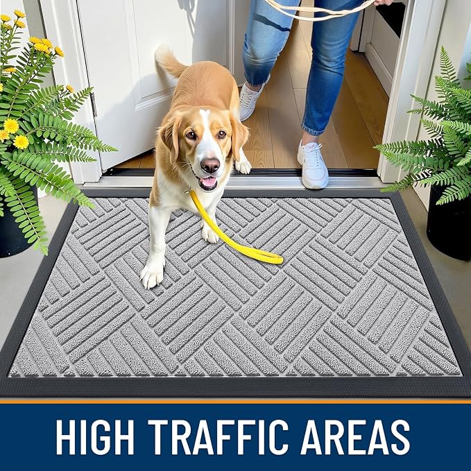 OLANLY Front Door Mat Outside Entrance 35x23, Heavy Duty Sturdy Natural Rubber - Image 5