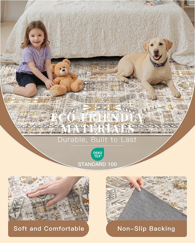 Madane Hallway Runner Rug 2'6''x14' Kitchen Runner, Non Slip Vintage Runners - Image 5