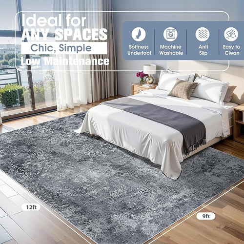 9x12 Area Rugs for Living Room Rug Washable: Abstract Large Rug for Dining Room - Image 2