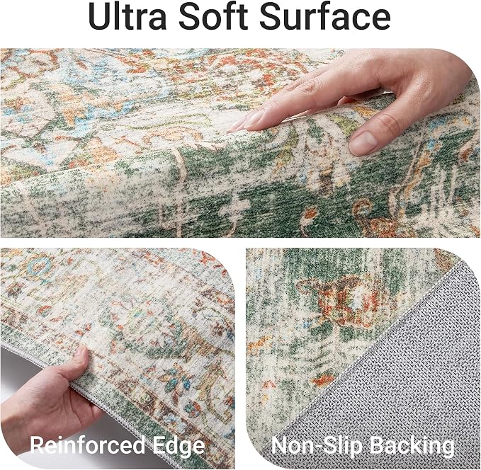 befbee 9x12 Area Rug, Ultra-Thin Washable Rugs - Image 3