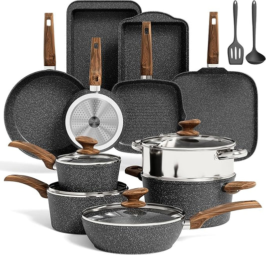 MAISON ARTS 17 Piece Pots and Pans Set Non Stick, Kitchen Cookware Sets by MAISONARTS