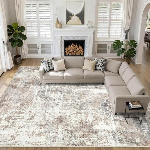 12x18 Rug Living Room: Washable Extra Large Abstract Modern Soft Area Rug Stain by LOONGRUG
