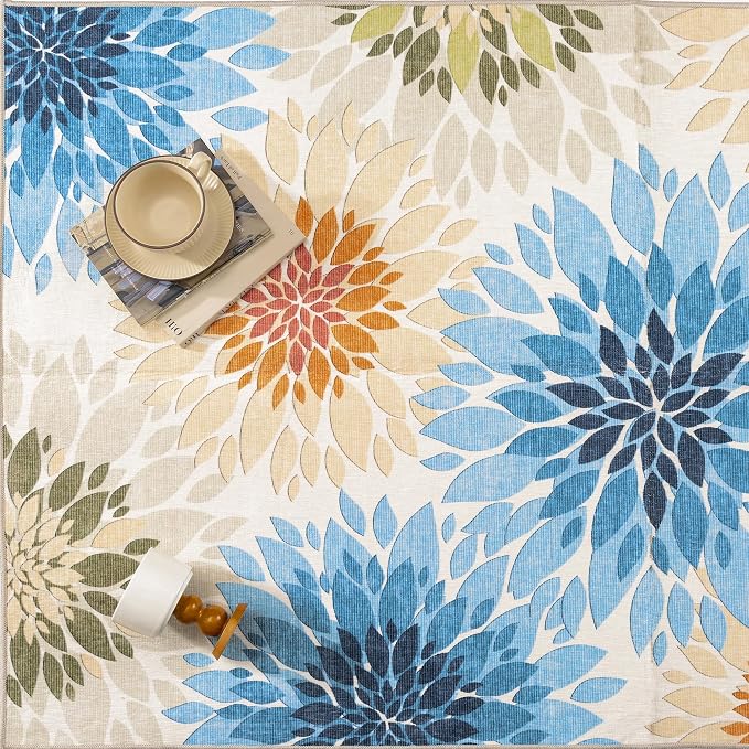 5x8 Indoor Outdoor Area Rug Washable Patio Rug Colorful Non Slip Non Shedding - Image 9