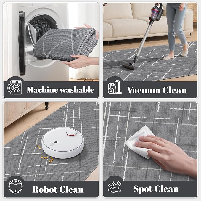 Kitchen Rugs Ultra Non-Slip 2.6x8 Washable Runner Rug Modern Tear and Stain - Image 5