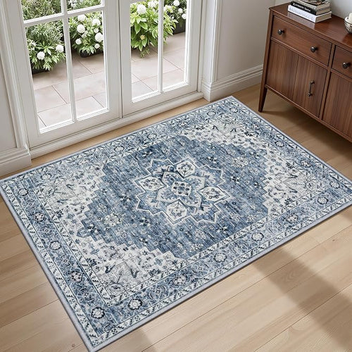 2x3 Area Rugs Living Room Rug: Washable Vintage Boho Medallion Rug No Slip by EXPEDIX