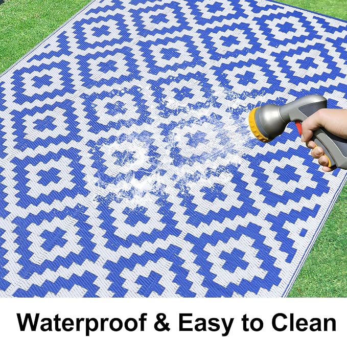 Smiry Waterproof Outdoor Rug 4x6 ft, Reversible Plastic Straw Patio Camping Rugs - Image 2