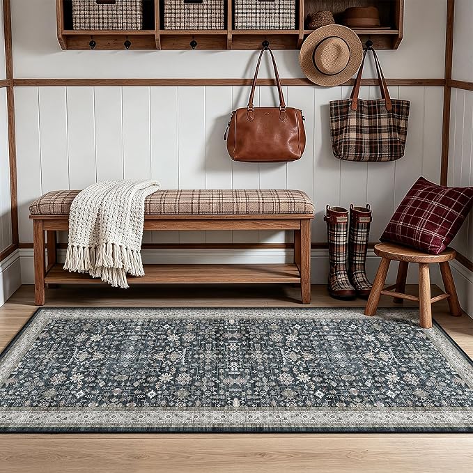 Washable 4x6 Entryway Rug Ashen - Image 2