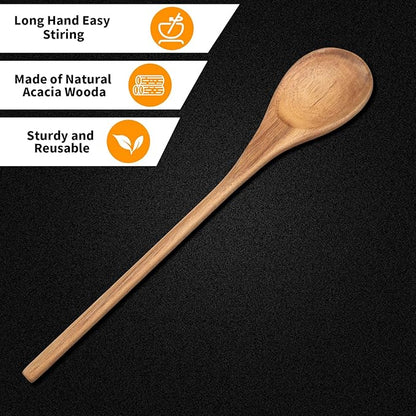 Wooden Spoonsfor Cooking2PCS, Acacia Wood Spoon 12.6" Wooden Utensils - Image 3