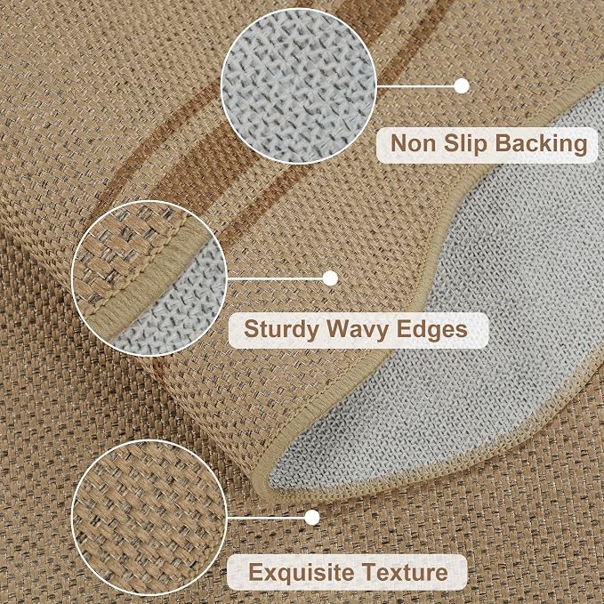 5x7 Scalloped Rug Easy Jute Washable Outdoor Patio Rug - Image 4