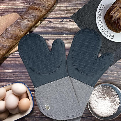 Professional Microwave Silicone Oven Mitts one Pair, Kitchen Mitten Set - Image 6