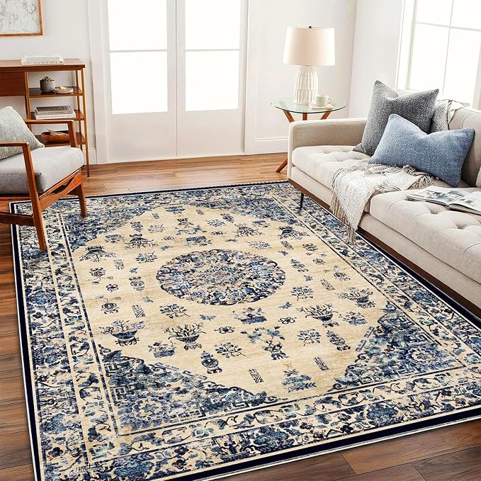 CHAMPLANT Washable Area Rug 10'x14' Boho Design Non-Shedding Easy Care Ideal by CHAMPLANT