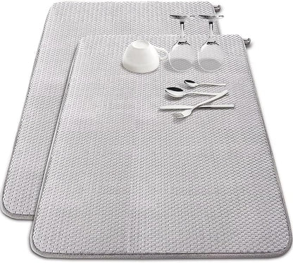 2 Pack Extra Large Microfiber Dish Drying Mat, 30 x 24 Inch Super Absorbent by Baaxxango