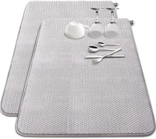 2 Pack Extra Large Microfiber Dish Drying Mat, 30 x 24 Inch Super Absorbent by Baaxxango