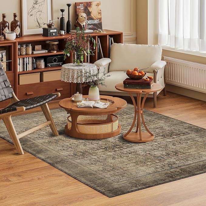 Washable Area Rug 9' x 12' Vintage Traditional Persian Mat - Image 2