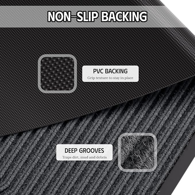 Front Door Mat, Non-Slip Welcome Mat, Absorbent & Dirt Resistant, Low Profile - Image 5