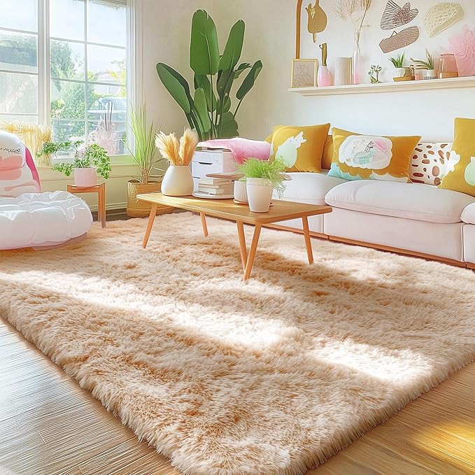 OLANLY 4x8 Area Rugs for Living Room Bedroom, Machine Washable Soft Fluffy by OLANLY