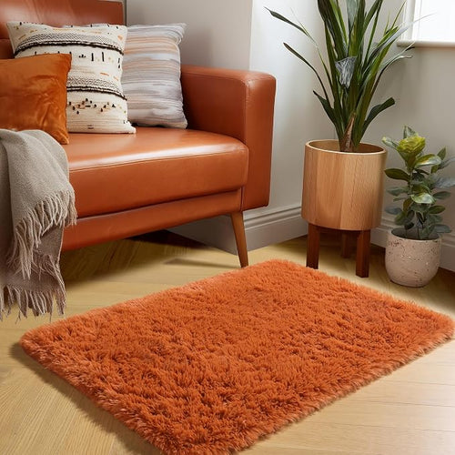 Amdrebio Burnt Orange 2x3 Small Area Rugs by Amdrebio