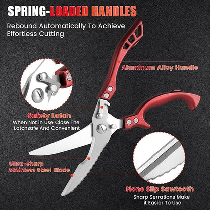 Heavy Duty Kitchen Shears by ANDONG, Kitchen Scissors, Stainless Steel Poultry - Image 2