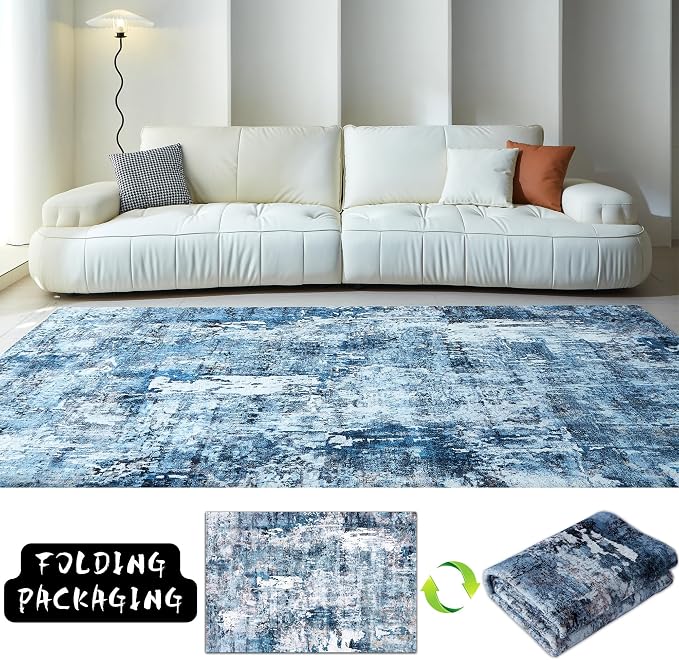 Rugcomf Area Rug 5x7 Washable Rug Boho Soft Abstract Pattern Non-Slip - Image 5