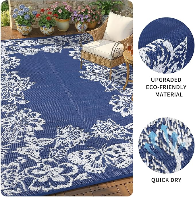 Garvee 5’x8’ Waterproof Patio Outdoor Rug, Outdoor Plastic Straw Rug - Image 7