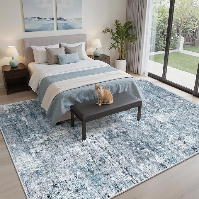 Soalmost 7x9 Area Rug for Living Room Washable Abstract Vintage Soft Thin - Image 3