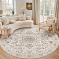 Round Area Rug for Living Room: 6ft Washable Vintage Boho Soft Thin Circle Rug by EXPEDIX