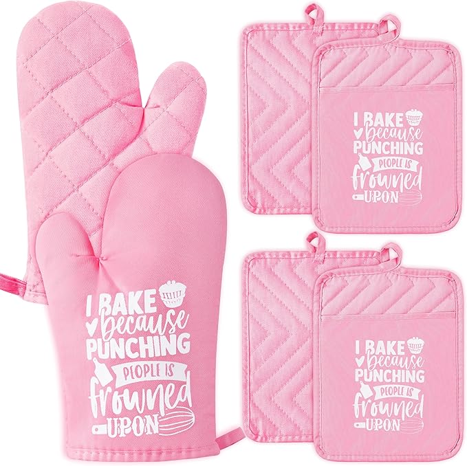 GROBRO7 6Pcs Cotton Oven Mitts Pot Holders Funny Women Resistant Hot Pads by GROBRO7